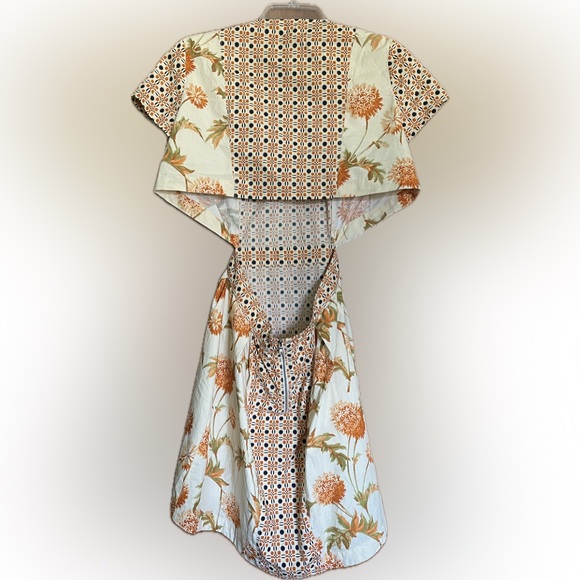 SUNO ‘Stamp It’ orange floral short sleeve cut out mini dress size 4 - Picture 4 of 9